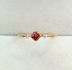 Natural Garnet Ring, 925 Sterling Silver Gold Plated Ring, Handmade Gift Ring