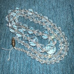 Hand Strung Glass/ Crystal? Faceted Beads White / Clear Graduated Necklace