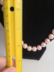 Stunning Vintage Estate Knotted Light Pink Glass Pearl Necklace Gold Clasp Class