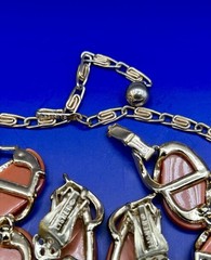 Vintage LISNER Orange Lucite Thermoset Necklace Set Clip Earrings Bracelet