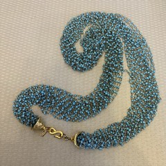 80s vtg Kenneth Lane Turquoise Glass Boho Wired Bead Multi Strand Necklace 36″