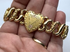 American Queen Pitman & Keeler Gold Filled Expandable Engraved Heart Bracelet