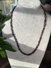 Genuine Almandine Garnet Free-Form Bead Necklace Bronze Bead Spacers Screw Clasp