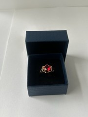 Vintage Red Cubic Zirconia Ring Gold Plated Womens Size 7.5