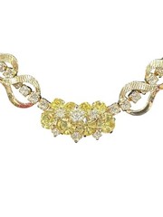 Vintage MCM Necklace Sarah Coventry Clear Yellow Green Rhinestone 16-18″