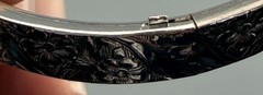 Vintage Sterling Silver Bracelet Floral Engraved Hinged Signed 17.8g