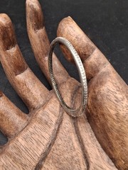 VTG Nadri Channel Set CZ Hinged Bangle Bracelet Silver Tone Vintage