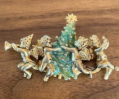 I Am Edgar Berebi Vintage All In A row Angels Christmas Angels , Christmas Pin