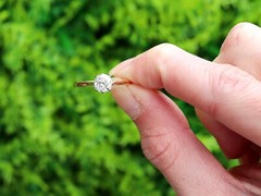 Antique and Vintage 0.80Ct Diamond and 18k Yellow Gold Solitaire Ring