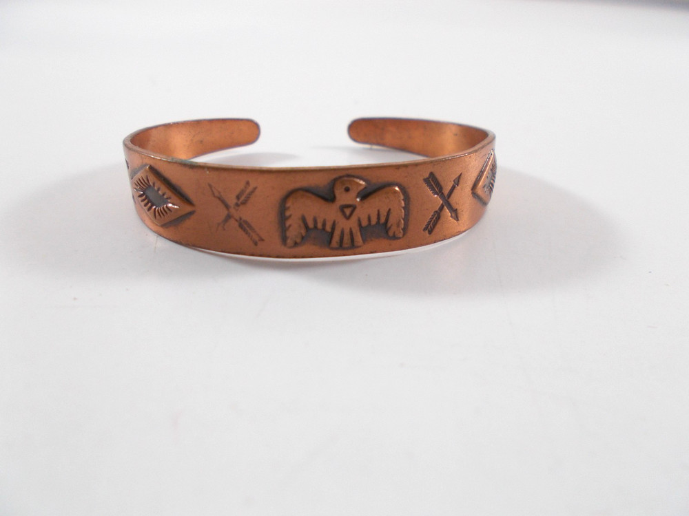 Small Bell Trading Post Copper Cuff Bracelet Southwest NA Design Free Shipping