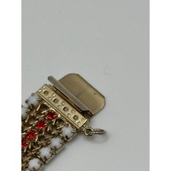 Vintage Hobe Bracelet Multicolor Rhinestone Gold Tone READ