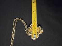 Vtg HOBE Signed Rare Necklace/Brooch Goldtone With Amber Stones. 2 In 1 Design