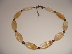 SIGNED J.JILL RUTILATED QUARTZ OVAL BEADED NECKLACE ESTATE