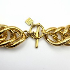 Vintage Anne Klein 24 Inch Heavy Chunky Gold Tone Curb Chain Statement Necklace