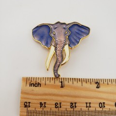 William Spear Elephant Brooch Pin Purple Enamel Gold Tone Vintage 1989 Eclectic