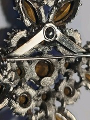 Vintage Signed WEISS Sapphire Blue Rhinestone Maltese Cross Brooch Pin 1960s