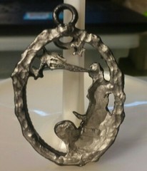 MaryBee Jewelry: 2 1/4″ Handpainted Black Fantasy Nude Pendant 12-01-2020 (B)