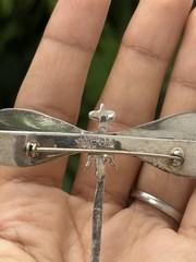Whimsical Vintage Sterling Silver Dragon Fly Brooch 17.14 Grams