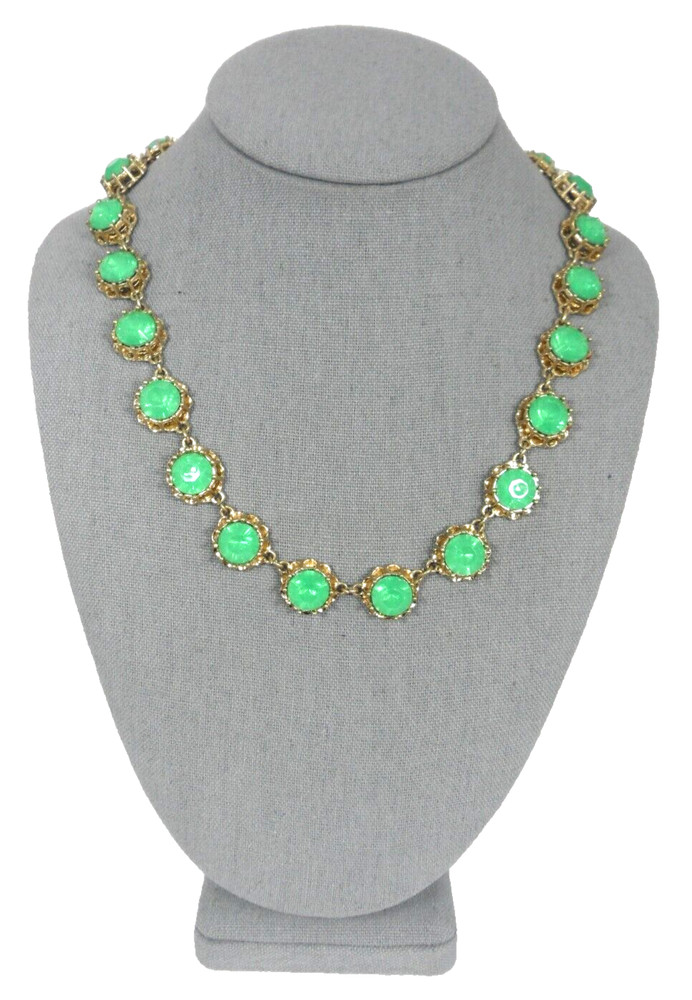 J Crew Georgian Riviere Necklace Anna Wintour Collar Chrysoprase Green Collet