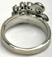 Vintage Solid 14KT White Gold Diamond & Emerald Cocktail Ring US Size 3.75