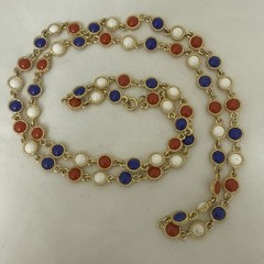 Vintage Red White Blue Goldtone Necklace