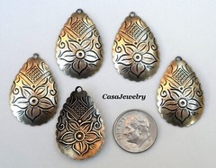 #3515 LARGE ANTIQUED GOLD PENDANT/ER TEARDROP W/TOP HANG HOLE – 6 Pc Lot