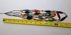 ✨VINTAGE✨ EsMor Bohemian Painted Bead Necklace 3 Strands Hand Strung Fabulous
