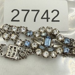 Vintage Rhinestone Tennis Bracelet Open Bezel Pale Blue 6.5” READ