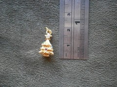 Christmas Tree Vintage Shiny Goldtone & Crystals Bracelet Charm Pendant 2.0g