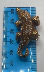 1990s St. John Gold Yellow Brown Enamel Alligator Brooch or Pin