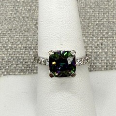 Vintage Ring Silver Tone Watermelon Solitaire Marked 925 Untested