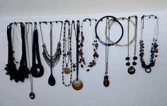 Lot Of Black Stone Gothic Necklaces 16 Owl Choker Vintage