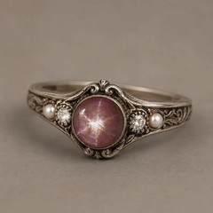 Natural Star Ruby Ring 925 Sterling Silver Vintage Filigree Statement