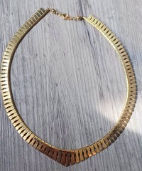 Vintage Egyptian Revival Bib Goldtone Choker Necklace
