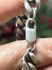57. Vintage Sterling silver 925 Curb Link Chain Bracelet 7 3/8″. 50.8g. Unsx