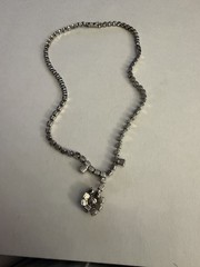 Vintage Rhinestone Choker Necklace With A Central Floral Cluster Pendant Jewelry