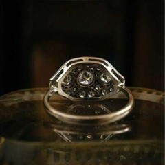 Art Deco Cluster Lab-Created Diamond Three-Stone Engagement In Ring 925 Silver