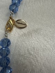 Crystal Glass Rose Necklace Faceted AB & Crackle Glass Beads Tagged By Maker