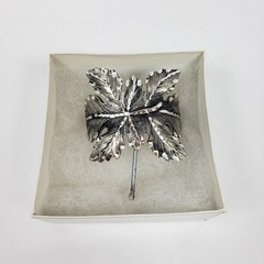 JC Penny Crown Trifari Leaf Silver Jewelry Broach