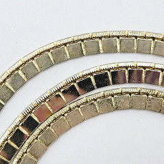 Heavy Double Layer Flat Square Link Chain Gold Tone Necklace Vintage Korea 1970s