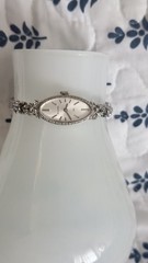 Vintage Bulova Ladies Watch-14K White Gold Cocktail With 8 Lovely Small Diamonds