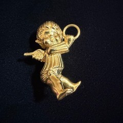 Vintage 1979 Franklin Mint “The Littest Angel” Pendant Necklace 24k Gold EP