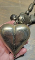 Vintage Puffed Heart Large Metal Necklace Unique