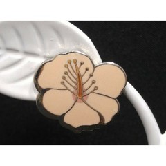 Laurel Burch “Hibiscus” Pink Post Earrings, Rhodium Plated Silver Tone, 1980s