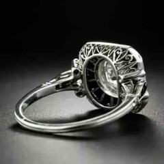 Art Deco Style Lab Created Diamond Fancy Party Wear Ring I14k White Gold Finish
