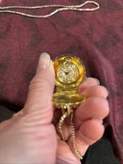 Vintage Calypso Studios Statement Seashell Watch Necklace. Gold Tone.