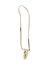 Gun-in-holster pendant necklace Mini revolver charm herringbone necklace 12″
