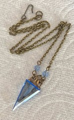 Vintage Necklace Art Nouveau Pendant Sap-phire Blue Antique Czech Glass