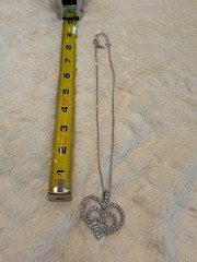 Nolan Miller Triple Heart Rhinestone Pendant on Silver Tone Necklace 16 – 17”