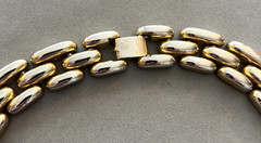 Vintage LES BERNARD Goldplated Chunky Panther Chain Link Choker 16.5″ Necklace